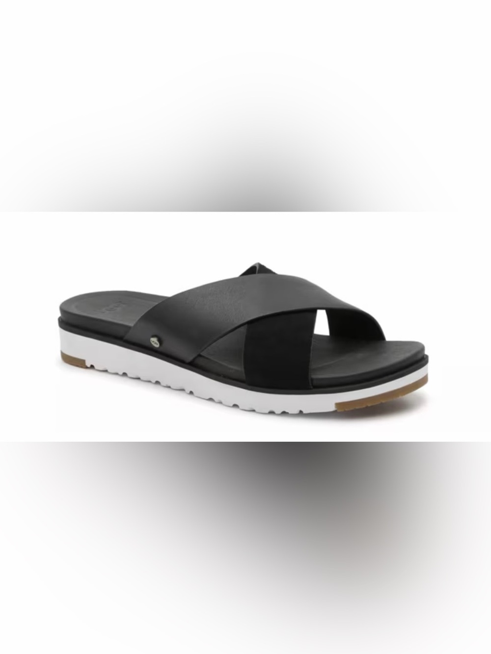 UGG Kari Leather Slide Sandals Black Platform Comfort Size 9